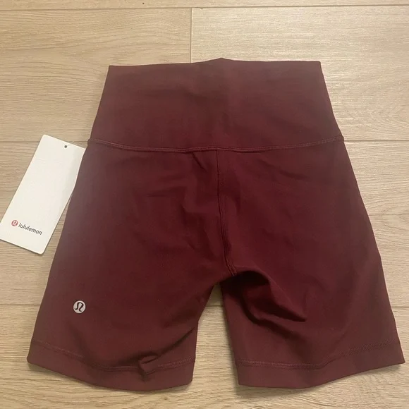 2 pairs Lulu Lemon Wunder Train HR Short 6”- Green & Maroon